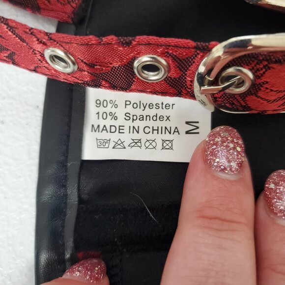 Undbranded Womens Red Toggle Lace Up Corset Size M Steampunk Dark Goth Vampire - Picture 6 of 9